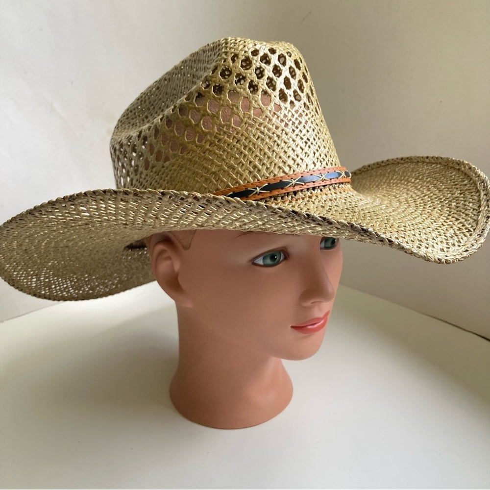 Moks Man Twisster Cowboy Western 100X Hat Straw Resin, Sz 7 1/8 Made in Mexico